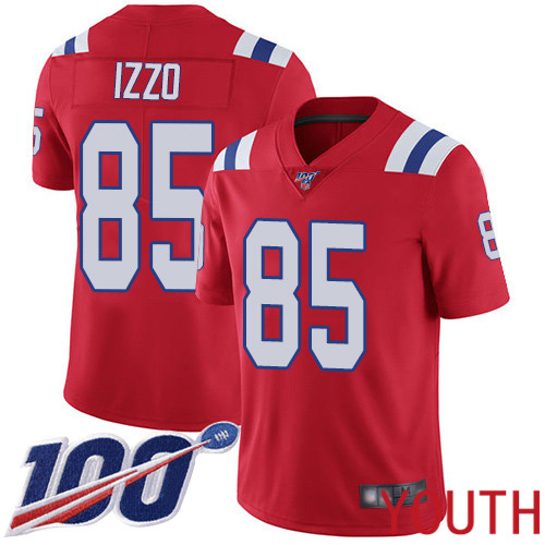 New England Patriots Football #85 Vapor Untouchable 100th Season Limited Red Youth Ryan Izzo Alternate NFL Jersey
